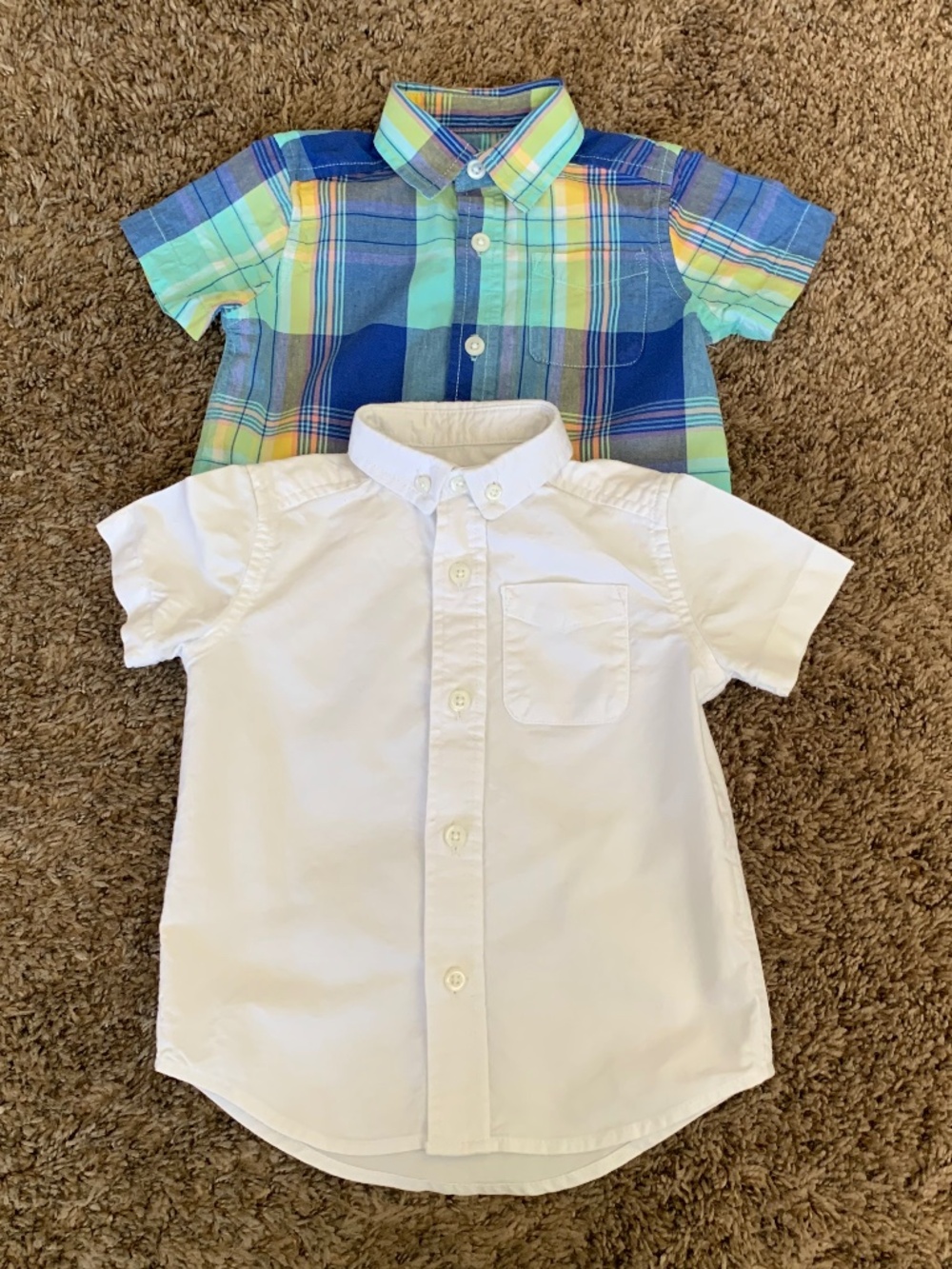 The Children's Place Baby Boy Button Down Shirt Lot 12-18m Cotton White Plaid SS